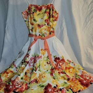 Dress Barn  Floral Sundress ~ Peek a boo Tulle ~ 8